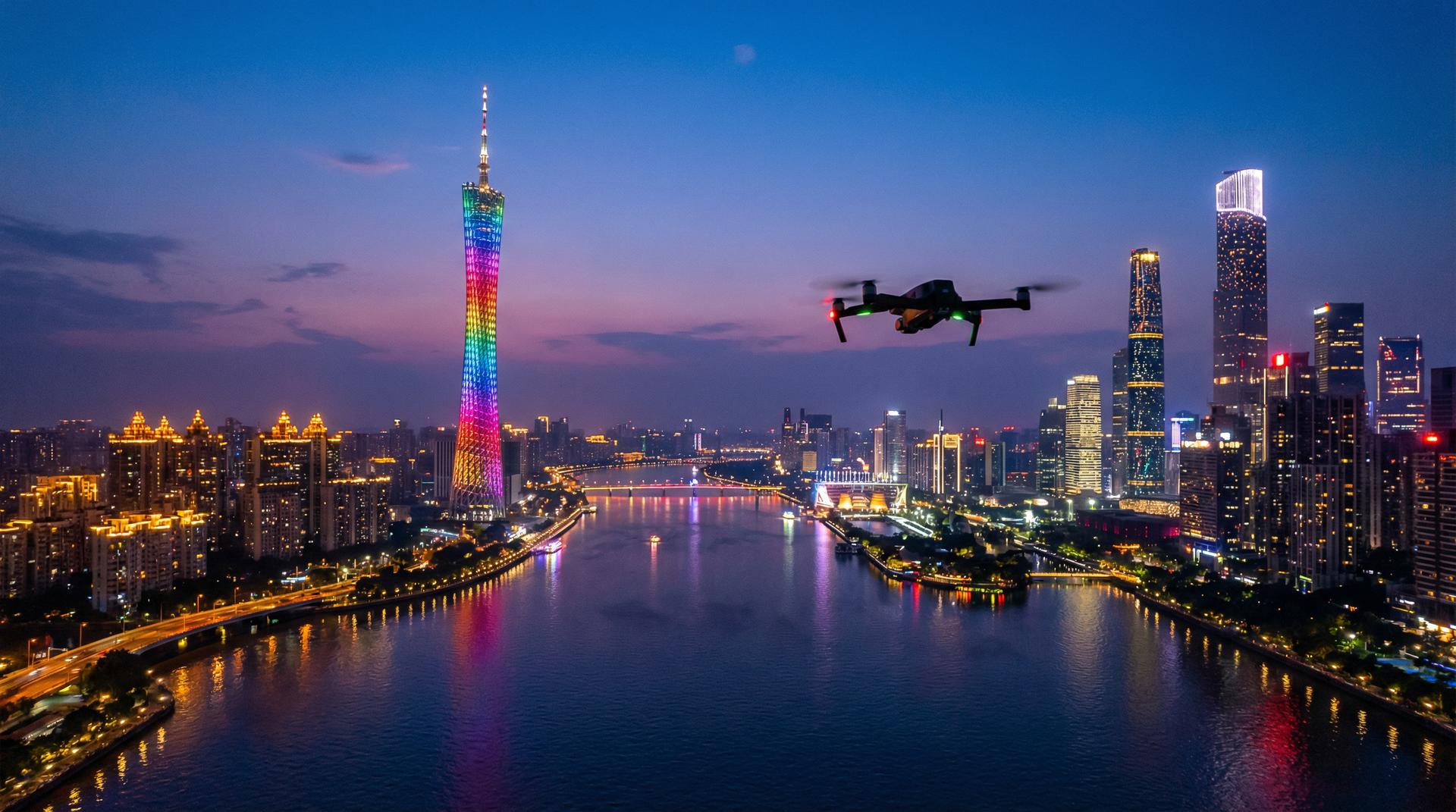 小马拉大车航拍广州CBD视频